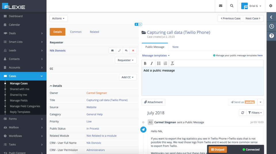 screenshot of Flexie CRM